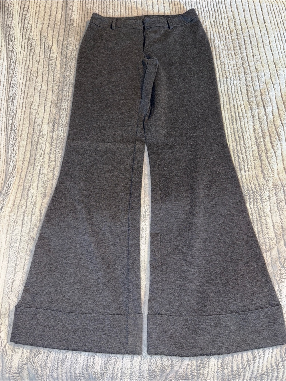 Express Women’s Wide Flare Knit Pants in Charcoal Gray